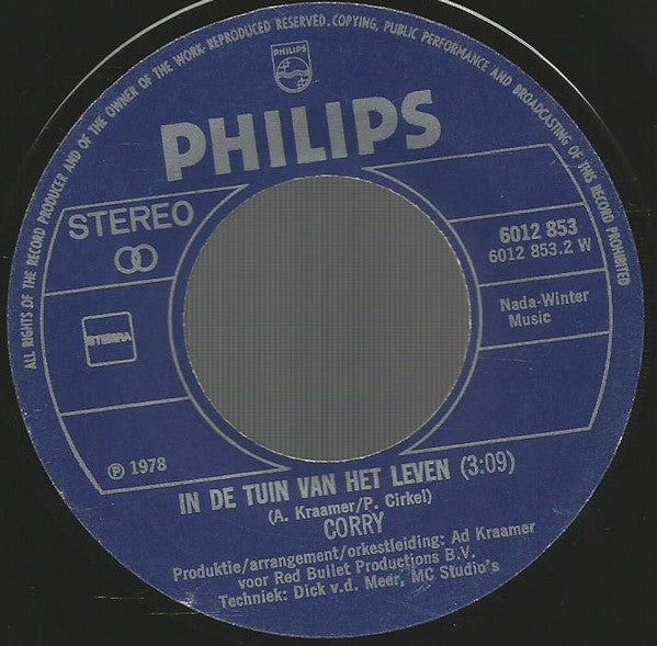 Corry* : Een Teken Van Leven (7", Single)
