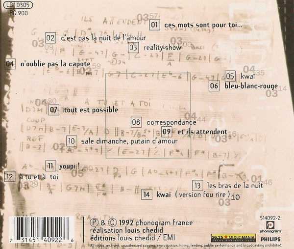 Louis Chedid : Ces Mots Sont Pour Toi (CD, Album)
