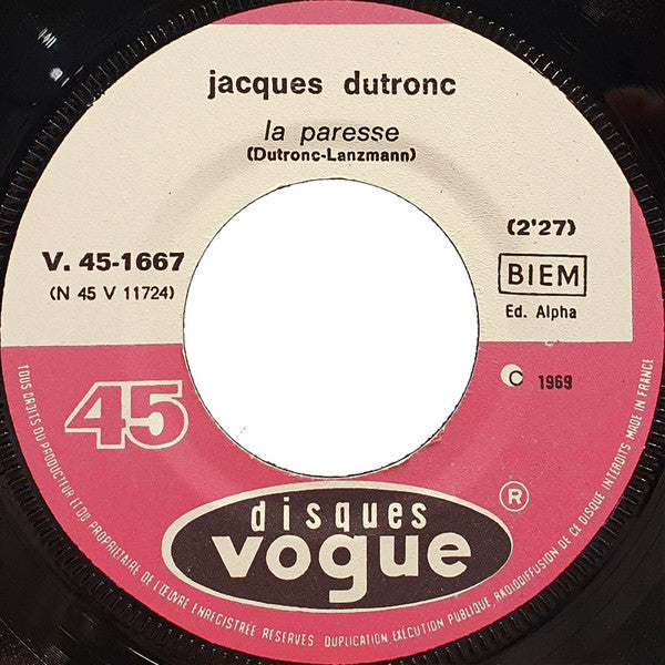 Jacques Dutronc : L'hotesse De L'air  (7", Single)