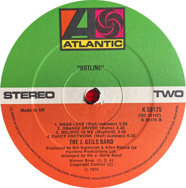 The J. Geils Band : Hotline (LP, Album)