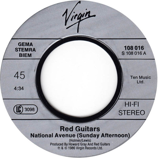 Red Guitars : National Avenue (Sunday Afternoon) (7", Single)