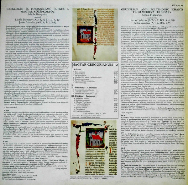 Schola Hungarica : Magyar Gregoriánum 2 (Gregorian Chants From Hungary) (LP, RE)