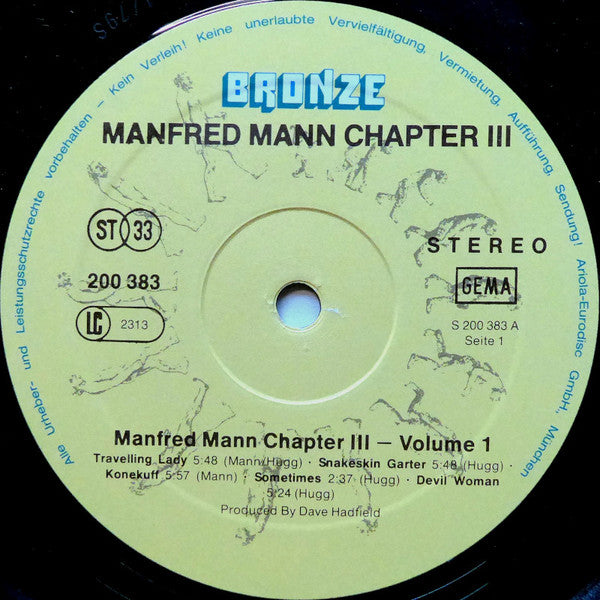 Manfred Mann Chapter Three : Manfred Mann Chapter III − Volume 1 (LP, Album, RE)