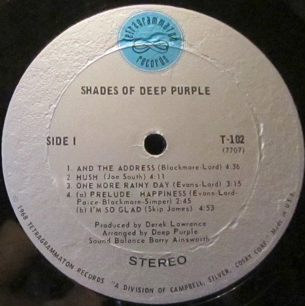 Deep Purple : Shades Of Deep Purple (LP, Album, Ter)