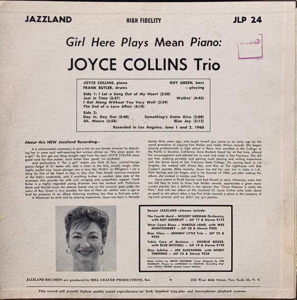 Joyce Collins Trio : Girl Here Plays Mean Piano : Joyce Collins Trio (LP, Album)