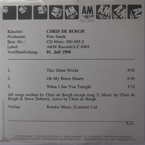 Chris de Burgh : This Silent World (CD, Single)