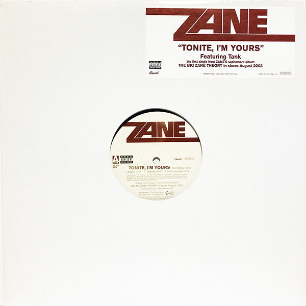 Lil' Zane : Tonite I'm Yours (12", Single, Promo)