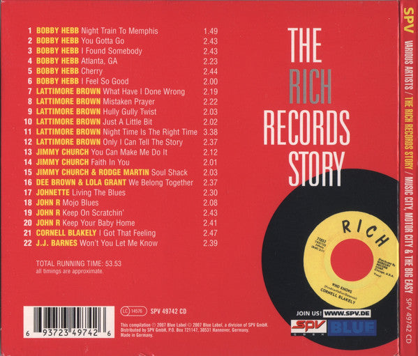 Various : The Rich Records Story / Music City, Motor City & The Big Easy (CD, Comp, RM)
