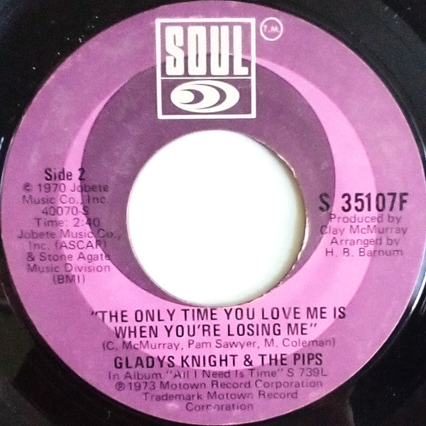 Gladys Knight And The Pips : All I Need Is Time (7")