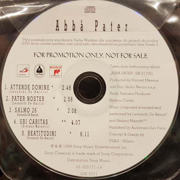His Holiness Pope John Paul II : Abbà Pater (CD, Promo, Smplr, Car)