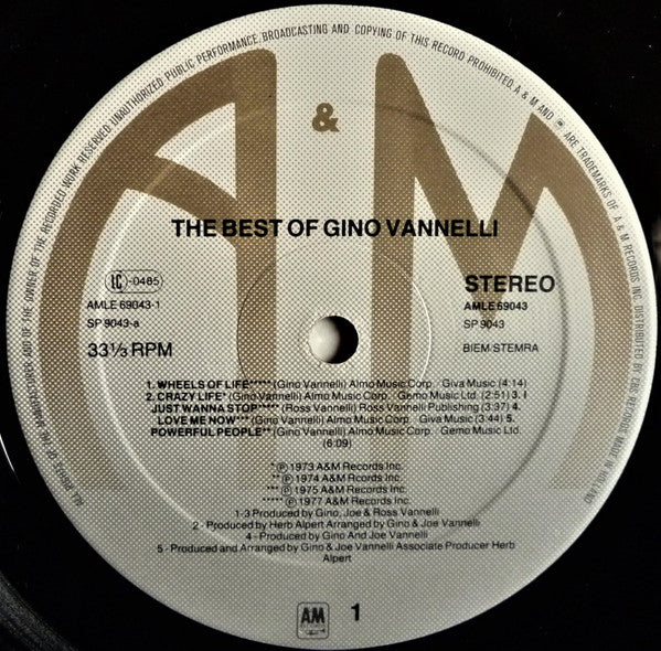 Gino Vannelli : The Best Of Gino Vannelli (LP, Comp)