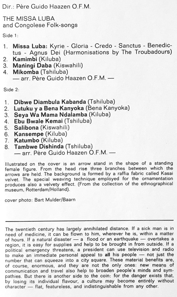 Les Troubadours Du Roi Baudouin : The Missa Luba (LP, Album)