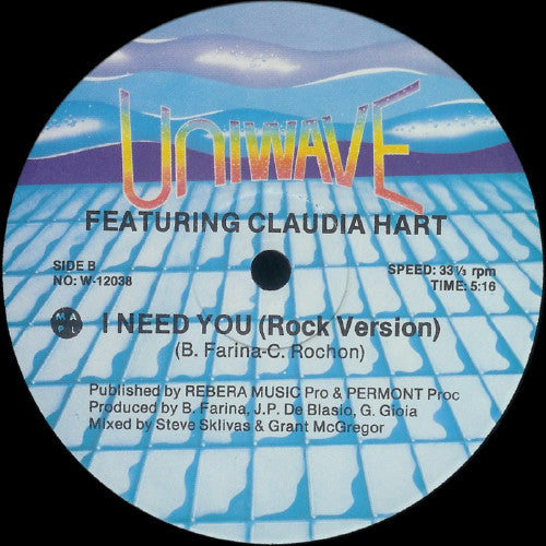 Mix Up Featuring Claudia Hart : I Need You (12")