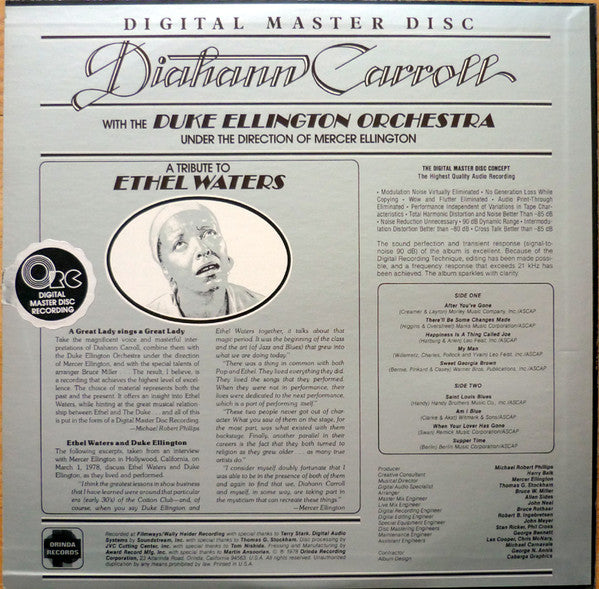 Diahann Carroll With The Duke Ellington Orchestra Under The Direction Of Mercer Ellington : A Tribute To Ethel Waters (LP, Ltd, Num, Emb)