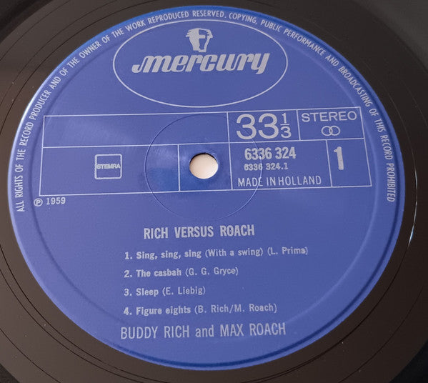 Buddy Rich And Max Roach : Rich Versus Roach (LP, Album)