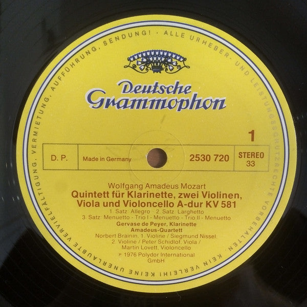 Wolfgang Amadeus Mozart - Gervase De Peyer, Lothar Koch, Amadeus-Quartett : Quintett Für Klarinette Und Streicher A-Dur KV 581 - Quartett Für Oboe Und Streicher F-Dur KV 370 (LP, Album)