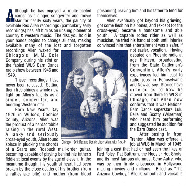 Rex Allen : The Last Of The Great Singing Cowboys (CD, Comp, Transcription)