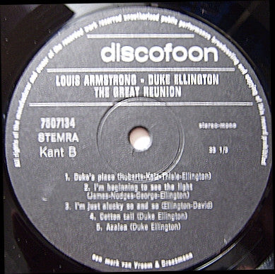 Louis Armstrong, Duke Ellington : The Great Reunion ! (LP, Comp)