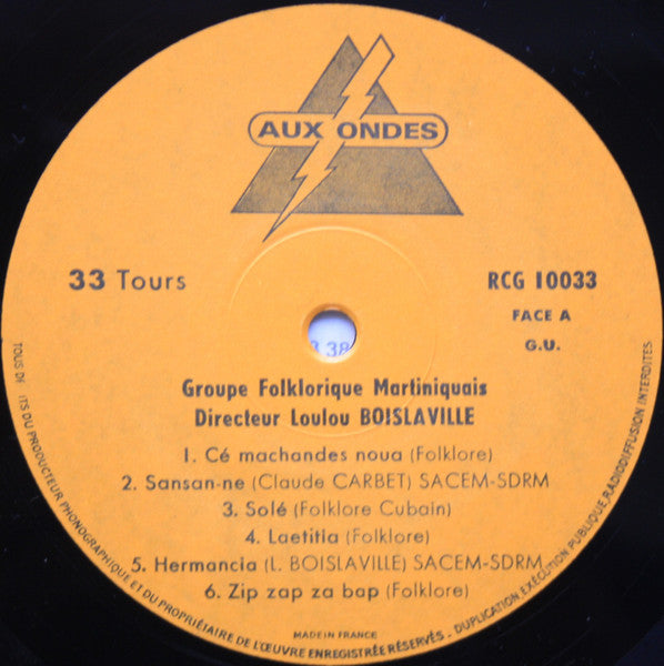 Groupe Folklorique Martiniquais : Groupe Folklorique Martiniquais (LP, Mono)