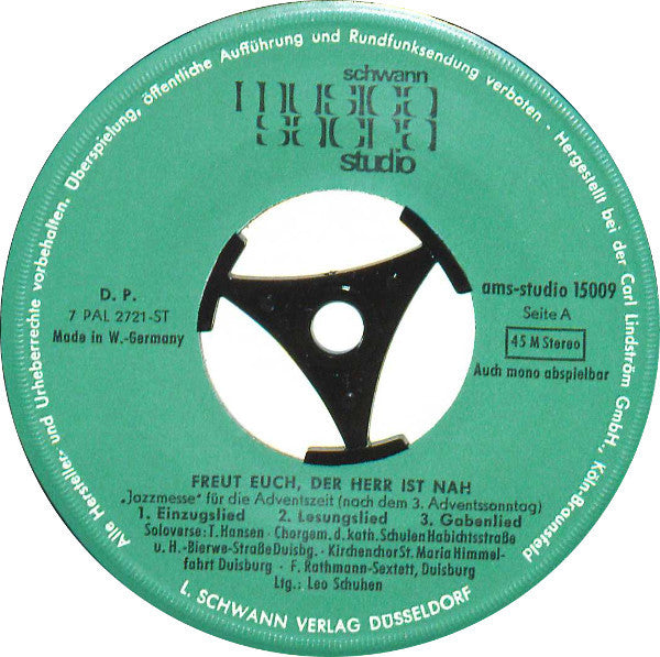 Various : Freut Euch, Der Herr Ist Nah ("Jazzmesse" Für Die Adventszeit) (7")