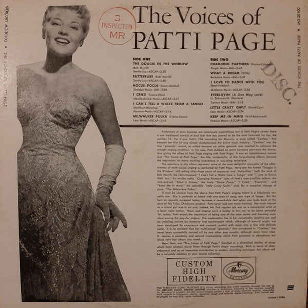 Patti Page : The Voices Of Patti Page (LP, Album, Mono, RP)