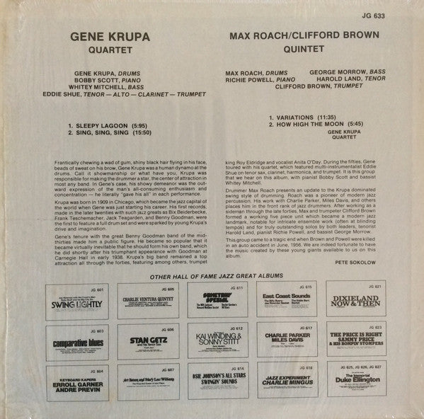 The Gene Krupa Quartet / Clifford Brown and Max Roach : Hall Of Fame - Jazz Greats (LP, Album)