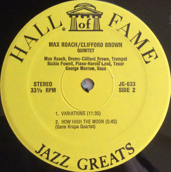 The Gene Krupa Quartet / Clifford Brown and Max Roach : Hall Of Fame - Jazz Greats (LP, Album)