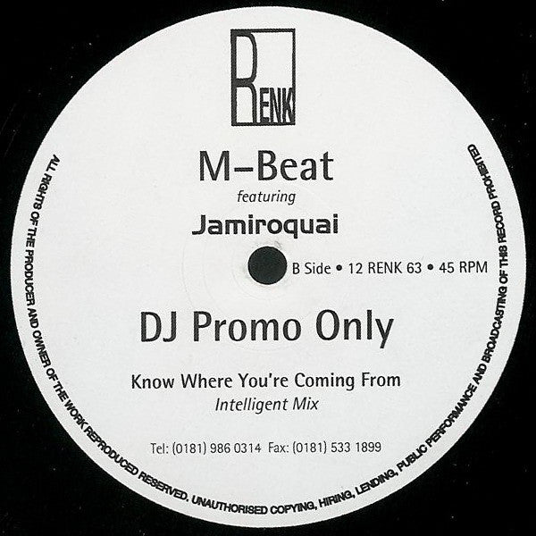 M-Beat Featuring Jamiroquai : Know Where You're Coming From (12", Promo)