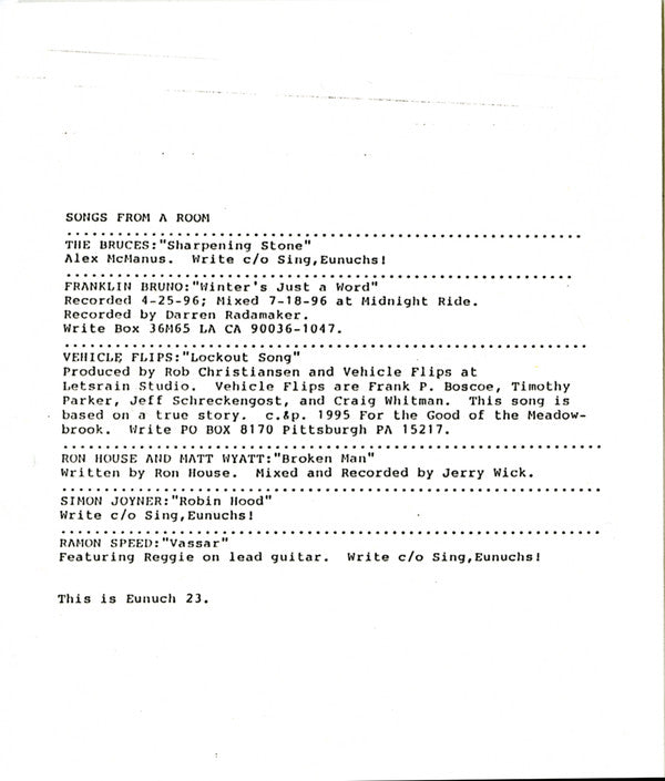 Various : Songs From A Room (7", Comp)