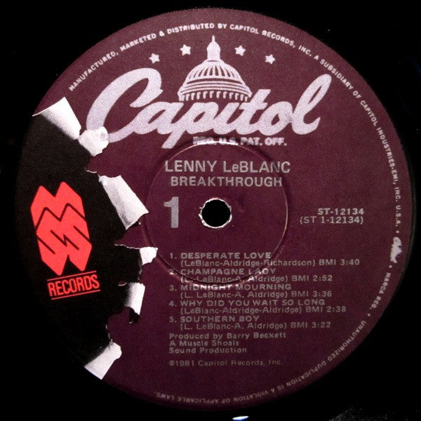 Lenny LeBlanc : Breakthrough (LP, Album, Win)