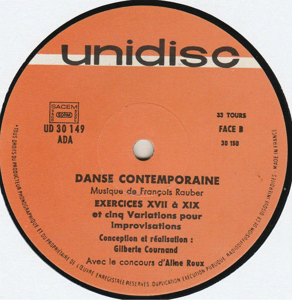 François Rauber : Danse Contemporaine - Musique Pour Exercices Et Improvisations (LP, RE)