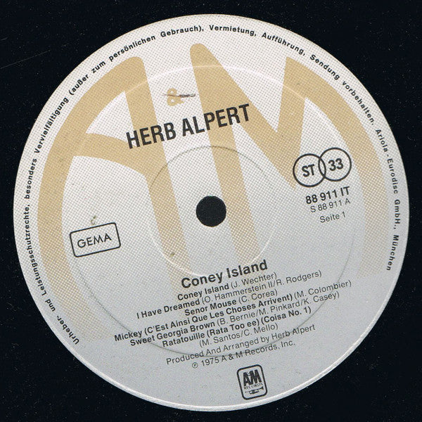 Herb Alpert & The T.J.B.* : Coney Island (LP, Album)