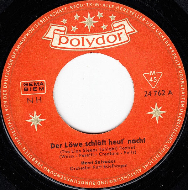 Henri Salvador : Der Löwe Schläft Heut' Nacht / Titina (7", Single, Mono)