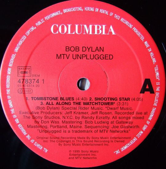 Bob Dylan : MTV Unplugged (2xLP, Album)
