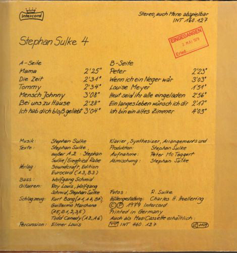 Stephan Sulke : Stephan Sulke 4 (LP, Album)