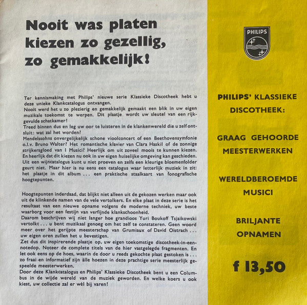 Various : Thuis Luisterend Kiezen! - Philips Klassieke Klankcatalogus (7", Smplr)