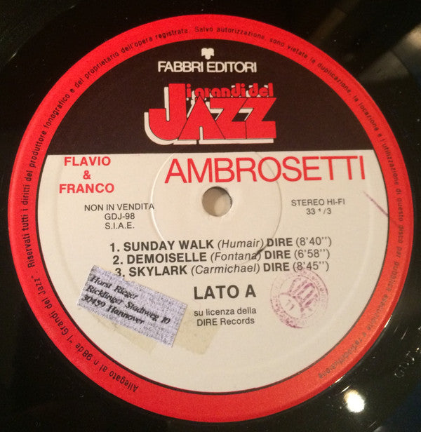 Flavio Ambrosetti E Franco Ambrosetti : Flavio E Franco Ambrosetti (LP, Comp)