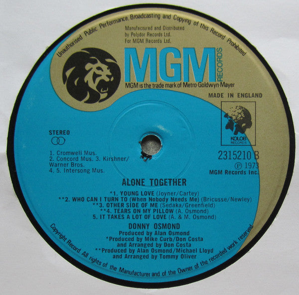 Donny Osmond : Alone Together (LP, Album)