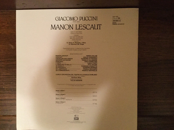 Giacomo Puccini, Maria Callas, Giuseppe Di Stefano, Giulio Fioravanti, Orchestra Del Teatro Alla Scala E Coro Del Teatro Alla Scala, Tullio Serafin : Manon Lescaut (Box + 2xLP, Mono, RM)