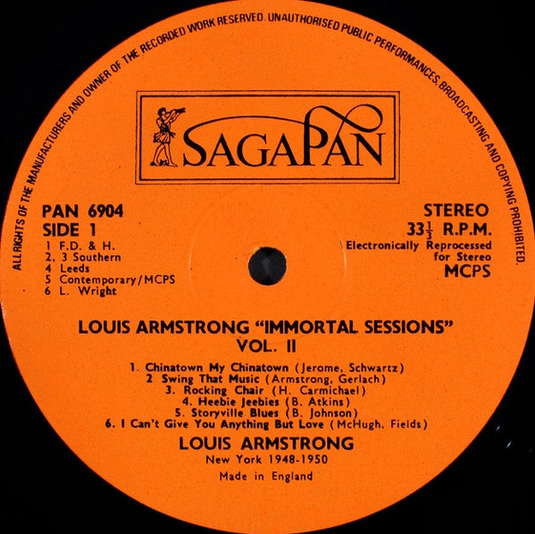 Louis Armstrong : Immortal Sessions Volume 2 (LP, Comp)