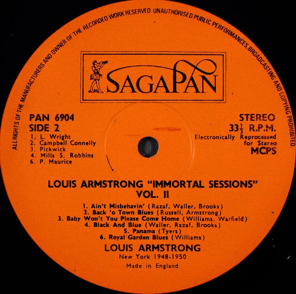 Louis Armstrong : Immortal Sessions Volume 2 (LP, Comp)