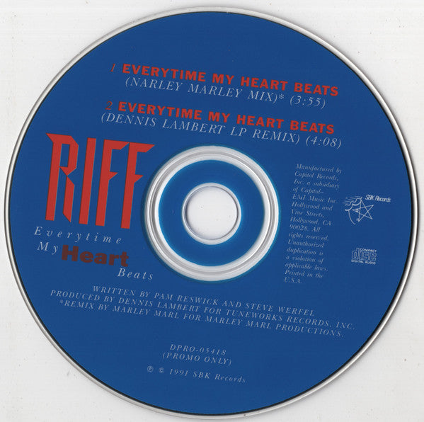 Riff : Everytime My Heart Beats (CD, Single, Promo)