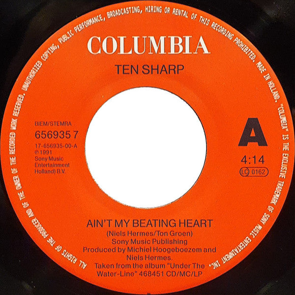 Ten Sharp : Ain't My Beating Heart (7", Single, Ltd + 7", S/Sided, Single, Promo, W/Lb)