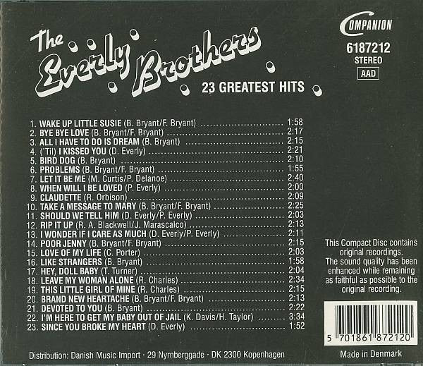 Everly Brothers : 23 Greatest Hits (CD, Comp)