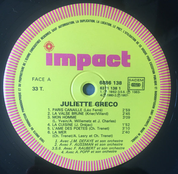 Juliette Gréco : Juliette Greco (LP, Comp, RE)