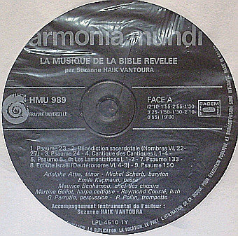 Suzanne Haïk Vantoura : La Musique De La Bible Révélée: Une Notation Millénaire Aujourd'hui Décryptée Par  Suzanne Haïk Vantoura (LP, Album, Gat)