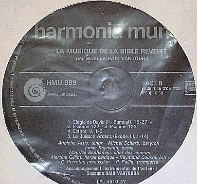 Suzanne Haïk Vantoura : La Musique De La Bible Révélée: Une Notation Millénaire Aujourd'hui Décryptée Par  Suzanne Haïk Vantoura (LP, Album, Gat)