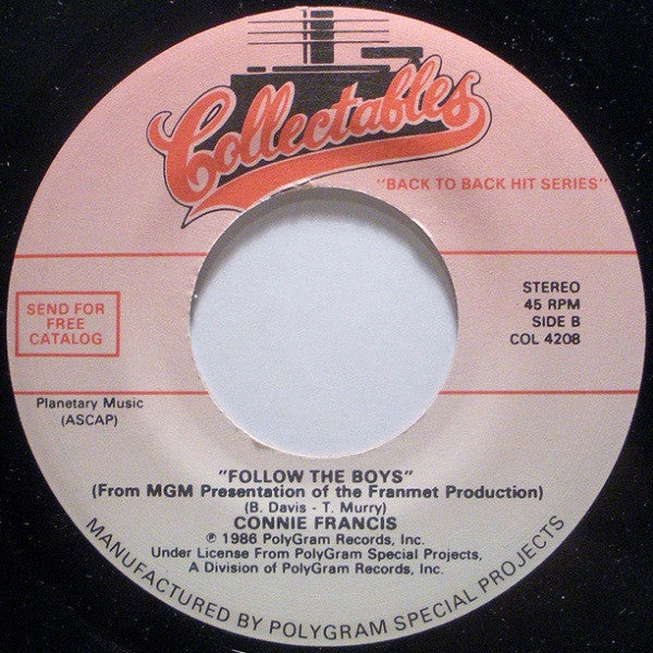 Connie Francis : Vacation / Follow The Boys (7", Single, RE)