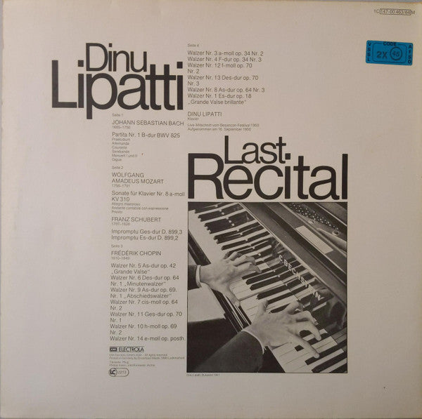 Dinu Lipatti : Last Recital - Festival International Besançon - 16. September 1950 (2xLP, Mono, Gat)