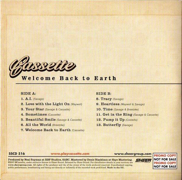 Cassette (8) : Welcome Back To Earth (CD, Album, Promo)